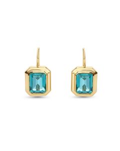 7.35 Cts Paraiba Blue Colored Doublet Quartz Earring in Brass