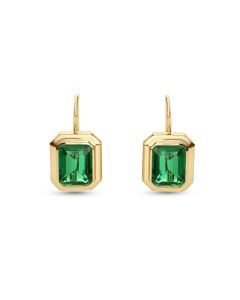 7.33 Cts Tsavorite Colored Doublet Quartz Earring in Brass
