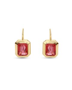 7.25 Cts Padparadscha Colored Doublet Quartz Earring in Brass