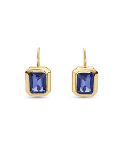 7.39 Cts Tanzanite Colored Doublet Quartz Earring in Brass