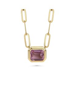 7.07 Cts Kunzite Colored Doublet Quartz Necklace in Brass