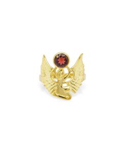 1.20 Cts Garnet Goddess Isis Ring in 925 Yellow Gold Plated