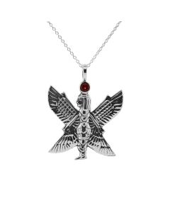 1.00 Cts Garnet Egyption Goddess Pendant in 925