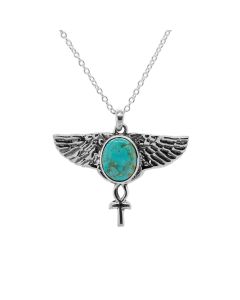 2.50 Cts Turquoise Egyptian Ankh Pendant in 925