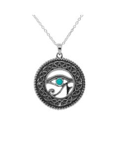 1.00 Cts Turquoise Eye of Horus Pendant in 925