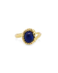 1.50 Cts Lapis Lazuli Ring in 925 Yellow Gold Plated