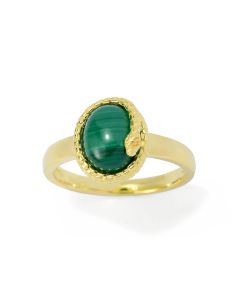 3.70 Cts Malachite Egyptian Snake Wrap Ring in 18K Gold Plated 925 Silver