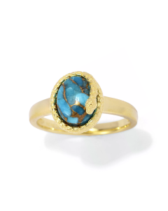 1.80 Cts Turquoise Egyptian Snake Wrap Ring in 18K Gold Plated 925 Silver