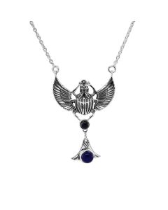 1.20 Cts Lapis Lazuli Scarab Necklace in 925