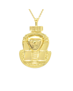 Egyptian Goddess Hathor Pendant in 18K Gold Plated 925 Silver w/ 18"+2" Chain
