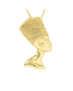 Queen Nefertiti Pendant in 18K Gold Plated 925 Silver w/ 18"+2" Chain
