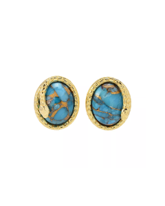 3.60 Cts Turquoise Egyptian Snake Wrap Stud Earring in 18K Gold Plated 925 Silver