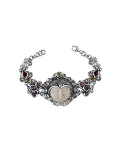 5.02 Cts Multi Gemstone Statement Bracelet in Oxidized 925 Silver