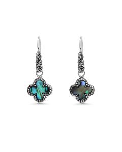 3.00 Cts Abalone Drop Earring in Oxidized 925 Silver
