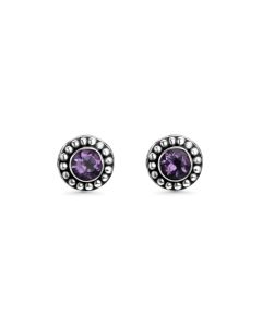 1.20 Cts Amethyst Stud Earring in Oxidized 925 Silver