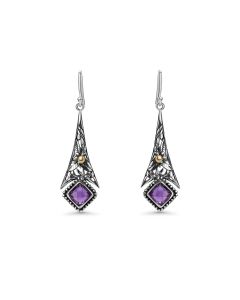 4.20 Cts Amethyst Drop Earring in Two Tone 925 Silver