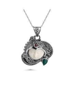 0.50 Cts Amethyst and Garnet Statement Pendant in Oxidized 925 Silver