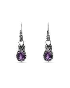 7.00 Cts Amethyst Dangle Earring in Oxidized 925 Silver