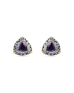 2.40 Cts Amethyst Stud Earring in Two Tone 925 Silver