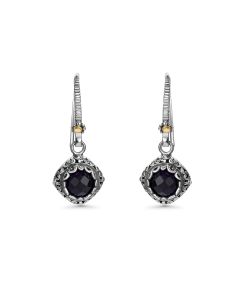 5.00 Cts Amethyst Drop Earring in Two Tone 925 Silver