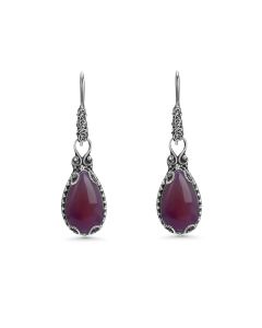 20.00 Cts Amethyst Dangle Earring in Oxidized 925 Silver