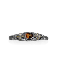 3.60 Cts Citrine Statement Bracelet in Two Tone 925 Silver