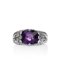 4.20 Cts Amethyst Statement Ring in Oxidized 925 Silver