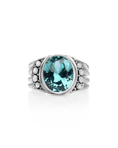 5.00 Cts Florite Solitaire Ring in Oxidized 925 Silver
