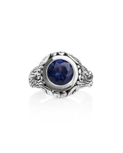 1.00 Cts Mystic Quartz Solitaire Ring in Oxidized 925 Silver