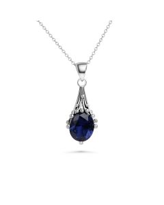 3.00 Cts Mystic Topaz Drop Pendant in Oxidized 925 Silver