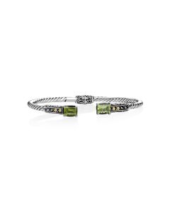 1.50 Cts Peridot Cuff Bracelet in Two Tone 925 Silver