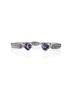 2.00 Cts Amethyst Cuff Bracelet in Oxidized 925 Silver