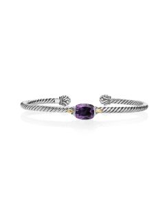 2.00 Cts Amethyst Cuff Bracelet in Two Tone 925 Silver