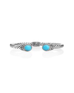 1.40 Cts Turquoise Cuff Bracelet in Oxidized 925 Silver