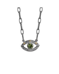 0.80 Cts Peridot Statement Necklace in Two Tone 925 Silver