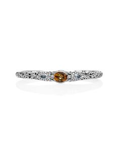 1.20 Cts Citrine and Blue Topaz Cuff Bracelet in Oxidized 925 Silver