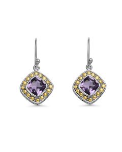 1.20 Cts Amethyst Drop Earring in Two Tone 925 Silver