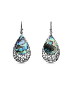 12.00 Cts Abalone Dangle Earring in Oxidized 925 Silver
