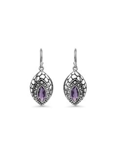 1.30 Cts Amethyst Dangle Earring in Oxidized 925 Silver