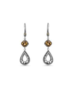 1.10 Cts Citrine Dangle Earring in Two Tone 925 Silver