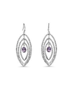 0.60 Cts Amethyst Dangle Earring in Oxidized 925 Silver