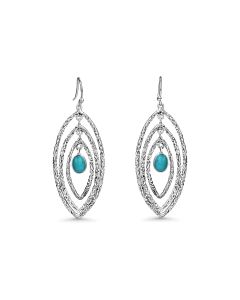 0.6 Cts Turquoise Dangle Earring in Oxidized 925 Silver