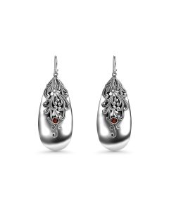 0.40 Cts Garnet Dangle Earring in Oxidized 925 Silver