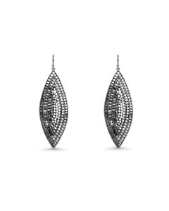 Marquise Shaped Dangle Earring in Oxidized 925 Silver
