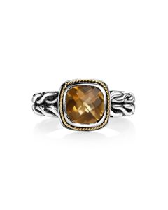 1.00 Cts Citrine Solitaire Ring in Oxidized 925 Silver