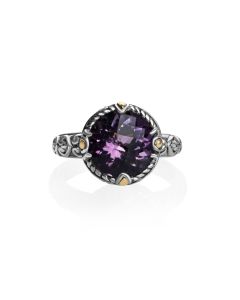4.00 Cts Amethyst Solitaire Ring in Two Tone 925 Silver