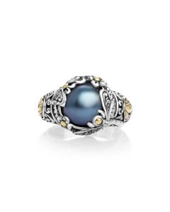 1.60 Cts Pearl Statement Ring in Two Tone 925 Silver