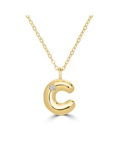 Alphabet 'C' Pendant with White Zircon in 925 Silver