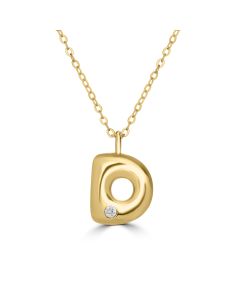 Alphabet 'D' Pendant with White Zircon in 925 Silver