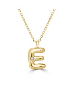 Alphabet 'E' Pendant with White Zircon in 925 Silver